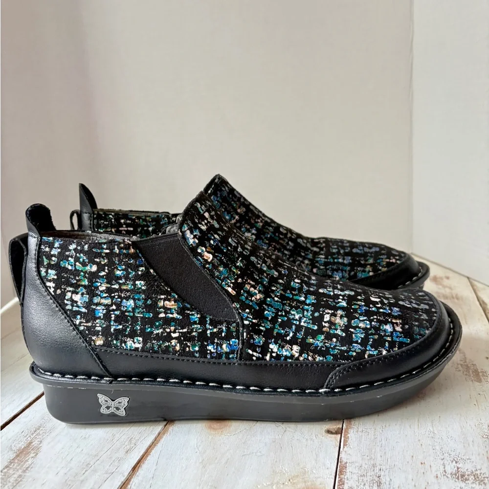 Alegria tweed Nell slip-on ankle boot leather comfort shoe PG Lite sz 41 EUC - Picture 2 of 13